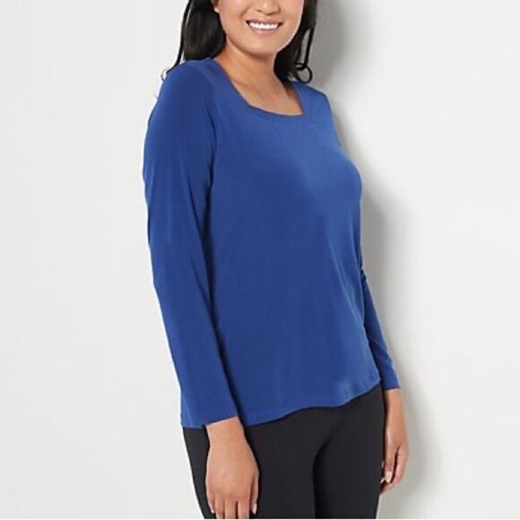 Susan Graver Modern Essentials Liquid Knit Square Neck Top - Picture 1 of 5